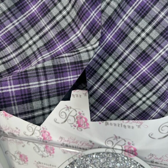 Laura skirt pencil plaid stripes Elegant Plaid Pencil Skirt in Purple and Gray - Picture 8 of 11